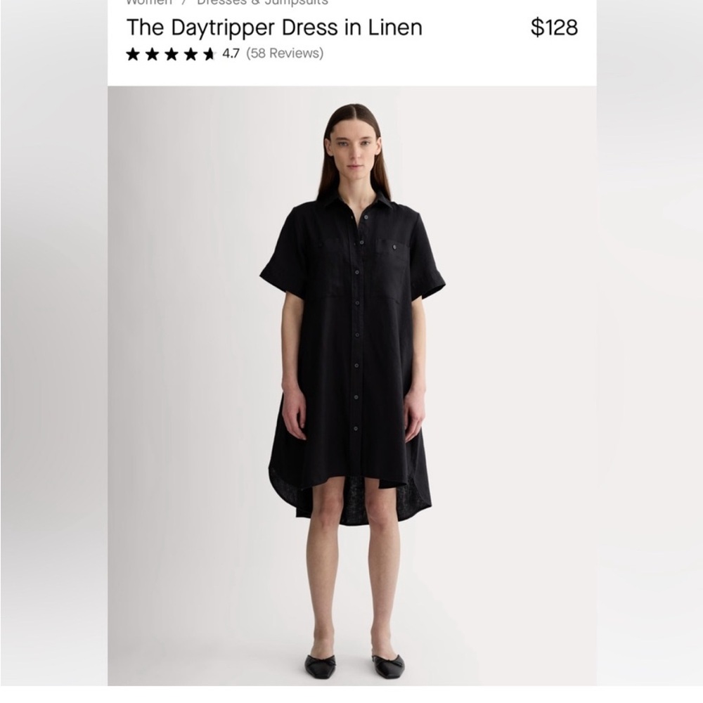 Everlane Black Linen Daytripper Dress Size L Never Worn